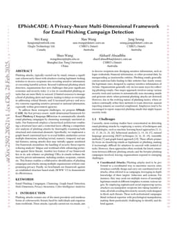 EPhishCADE: A Privacy-Aware Multi-Dimensional Framework for Email Phishing Campaign Detection