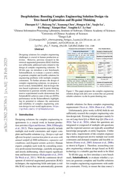 DeepSolution: Boosting Complex Engineering Solution Design via Tree-based Exploration and Bi-point Thinking