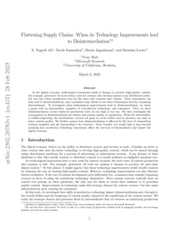 Flattening Supply Chains: When do Technology Improvements lead to Disintermediation?