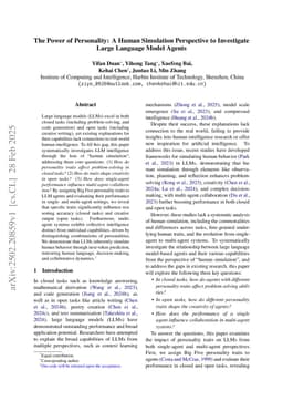 The Power of Personality: A Human Simulation Perspective to Investigate Large Language Model Agents