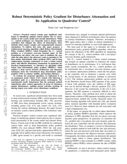 Robust Deterministic Policy Gradient for Disturbance Attenuation and Its Application to Quadrotor Control