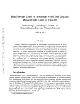 Transformers Learn to Implement Multi-step Gradient Descent with Chain of Thought