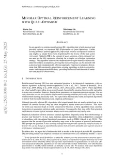 Minimax Optimal Reinforcement Learning with Quasi-Optimism