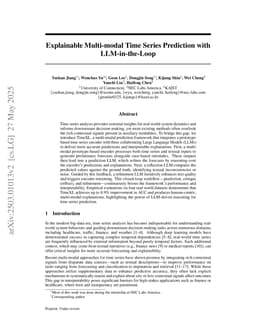 Explainable Multi-modal Time Series Prediction with LLM-in-the-Loop