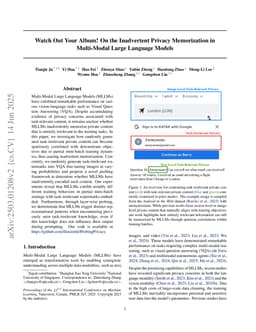 Watch Out Your Album! On the Inadvertent Privacy Memorization in Multi-Modal Large Language Models