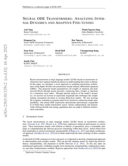 Neural ODE Transformers: Analyzing Internal Dynamics and Adaptive Fine-tuning
