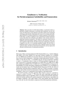 Entailment vs. Verification for Partial-assignment Satisfiability and Enumeration