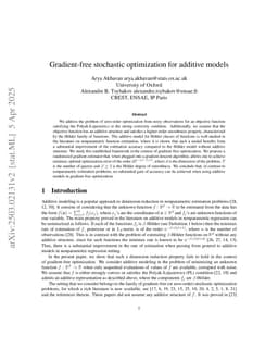 Gradient-free stochastic optimization for additive models