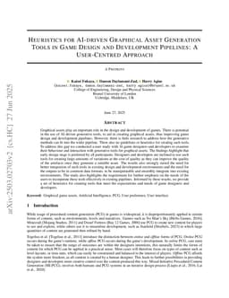 Heuristics for AI-driven Graphical Asset Generation Tools in Game Design and Development Pipelines: A User-Centred Approach