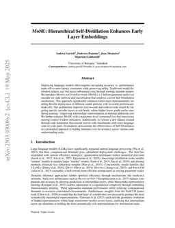 MoSE: Hierarchical Self-Distillation Enhances Early Layer Embeddings