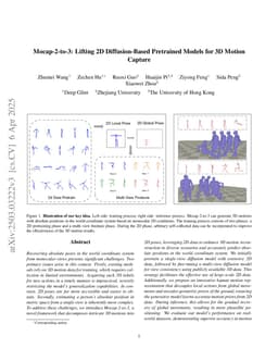 Mocap-2-to-3: Lifting 2D Diffusion-Based Pretrained Models for 3D Motion Capture