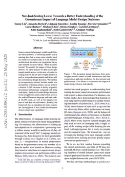 Not-Just-Scaling Laws: Towards a Better Understanding of the Downstream Impact of Language Model Design Decisions