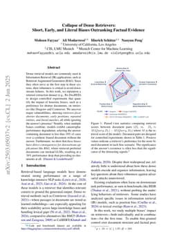 Collapse of Dense Retrievers: Short, Early, and Literal Biases Outranking Factual Evidence