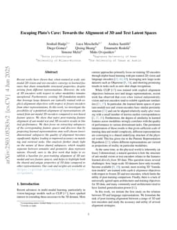 Escaping Plato's Cave: Towards the Alignment of 3D and Text Latent Spaces