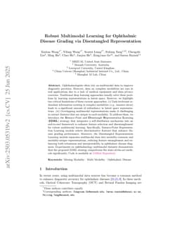 Robust Multimodal Learning for Ophthalmic Disease Grading via Disentangled Representation