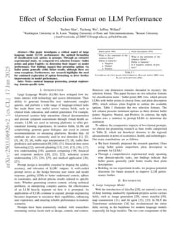 Effect of Selection Format on LLM Performance