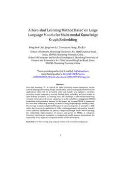 A Zero-shot Learning Method Based on Large Language Models for Multi-modal Knowledge Graph Embedding
