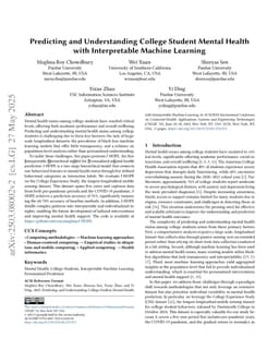 Predicting and Understanding College Student Mental Health with Interpretable Machine Learning