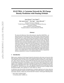 ELECTRA: A Cartesian Network for 3D Charge Density Prediction with Floating Orbitals