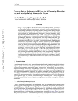 Probing Latent Subspaces in LLM for AI Security: Identifying and Manipulating Adversarial States