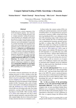 Compute Optimal Scaling of Skills: Knowledge vs Reasoning
