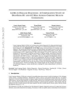LLMs in Disease Diagnosis: A Comparative Study of DeepSeek-R1 and O3 Mini Across Chronic Health Conditions