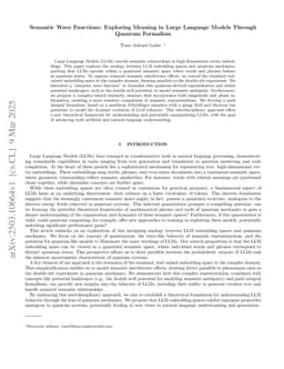 Semantic Wave Functions: Exploring Meaning in Large Language Models Through Quantum Formalism