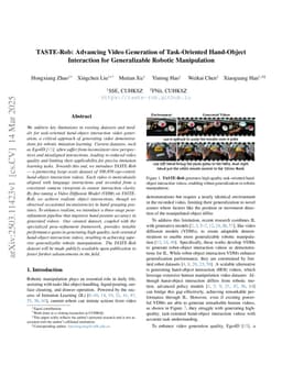 TASTE-Rob: Advancing Video Generation of Task-Oriented Hand-Object Interaction for Generalizable Robotic Manipulation