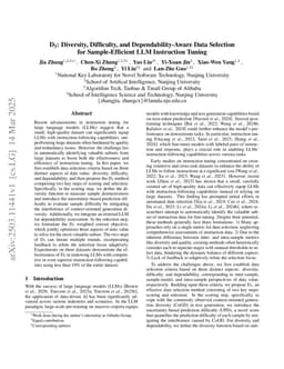 D3: Diversity, Difficulty, and Dependability-Aware Data Selection for Sample-Efficient LLM Instruction Tuning