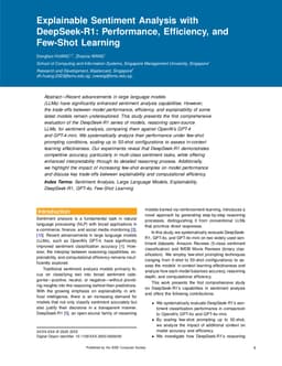 Explainable Sentiment Analysis with DeepSeek-R1: Performance, Efficiency, and Few-Shot Learning