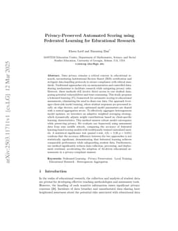 Privacy-Preserved Automated Scoring using Federated Learning for Educational Research