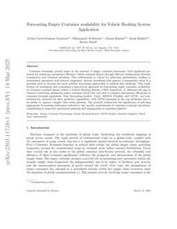 Forecasting Empty Container availability for Vehicle Booking System Application