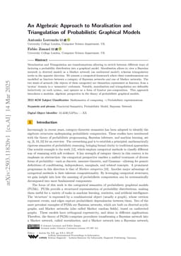An Algebraic Approach to Moralisation and Triangulation of Probabilistic Graphical Models