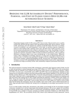 Bridging the LLM Accessibility Divide? Performance, Fairness, and Cost of Closed versus Open LLMs for Automated Essay Scoring