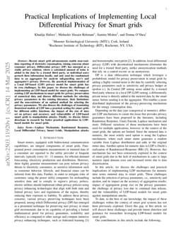 Practical Implications of Implementing Local Differential Privacy for Smart grids
