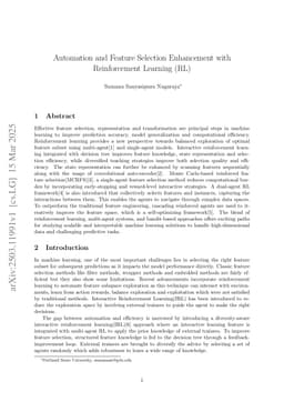 Automation and Feature Selection Enhancement with Reinforcement Learning (RL)