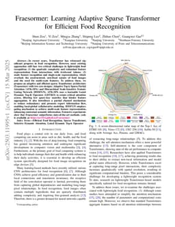 Fraesormer: Learning Adaptive Sparse Transformer for Efficient Food Recognition