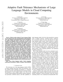 Adaptive Fault Tolerance Mechanisms of Large Language Models in Cloud Computing Environments