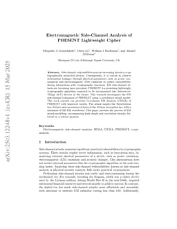 Electromagnetic Side-Channel Analysis of PRESENT Lightweight Cipher