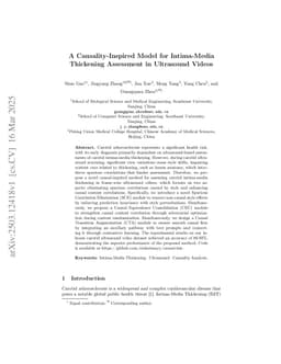 A Causality-Inspired Model for Intima-Media Thickening Assessment in Ultrasound Videos