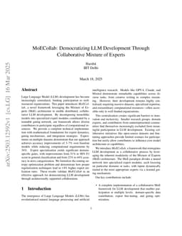 MoECollab: Democratizing LLM Development Through Collaborative Mixture of Experts