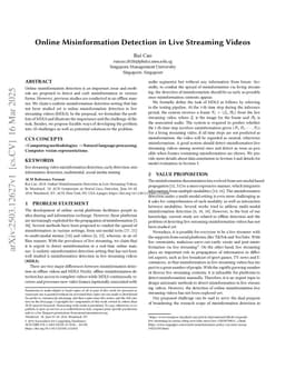 Online Misinformation Detection in Live Streaming Videos