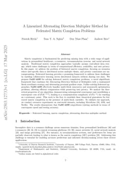 A Linearized Alternating Direction Multiplier Method for Federated Matrix Completion Problems