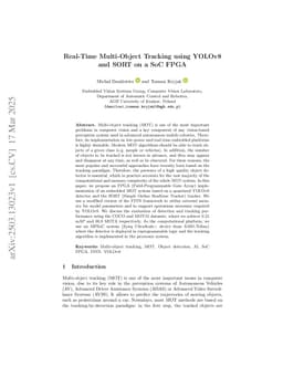 Real-Time Multi-Object Tracking using YOLOv8 and SORT on a SoC FPGA