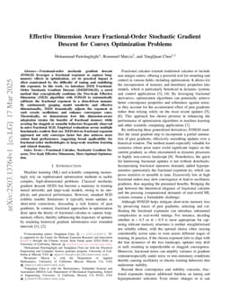 Effective Dimension Aware Fractional-Order Stochastic Gradient Descent for Convex Optimization Problems
