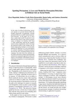 Spotting Persuasion: A Low-cost Model for Persuasion Detection in Political Ads on Social Media