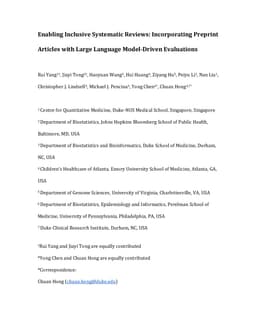 Enabling Inclusive Systematic Reviews: Incorporating Preprint Articles with Large Language Model-Driven Evaluations