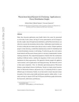 Wasserstein-based Kernels for Clustering: Application to Power Distribution Graphs