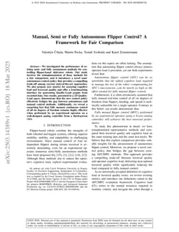Manual, Semi or Fully Autonomous Flipper Control? A Framework for Fair Comparison
