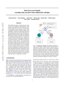 Don't lie to your friends: Learning what you know from collaborative self-play